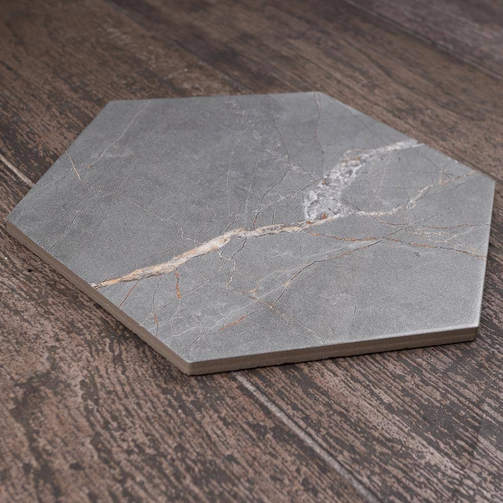 Elegance Dark Gray Hexagon Matte Porcelain Wall & Floor Tile
