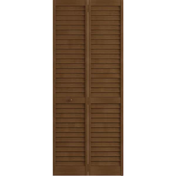 Veranda 30 in. x 80 in. Louver Pine Espresso Plantation Interior Closet Bi-fold Door