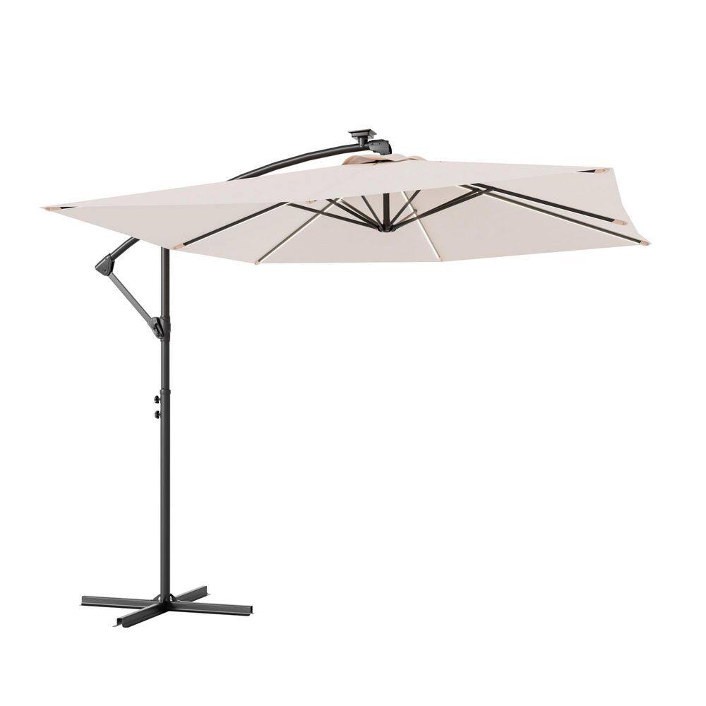 8.2 ft. x 8.2 ft. LED Offset Square Patio Umbrella with UV Protection and Wind-Resistant Features in Beige price history on PriceWatchPro