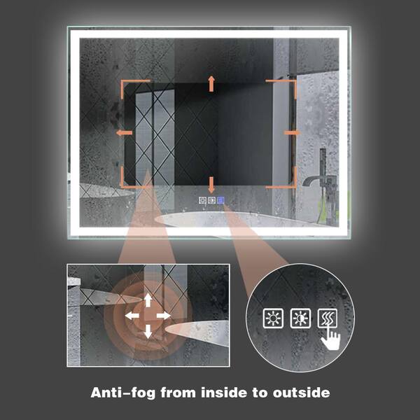 Es Diy 48 In W X 36 In H Rectangular Frameless Anti Fog Backlit Led Light Wall Bathroom Vanity Mirror Ldjsbm4836dksxblx The Home Depot
