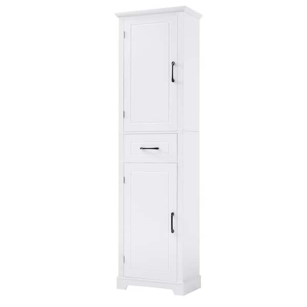 20 in. W x 12 in. D x 72.50 in. H Slim White Bath Storage Cabinet with Adjustable Shelves, Anti-Tip, Door Shelves
