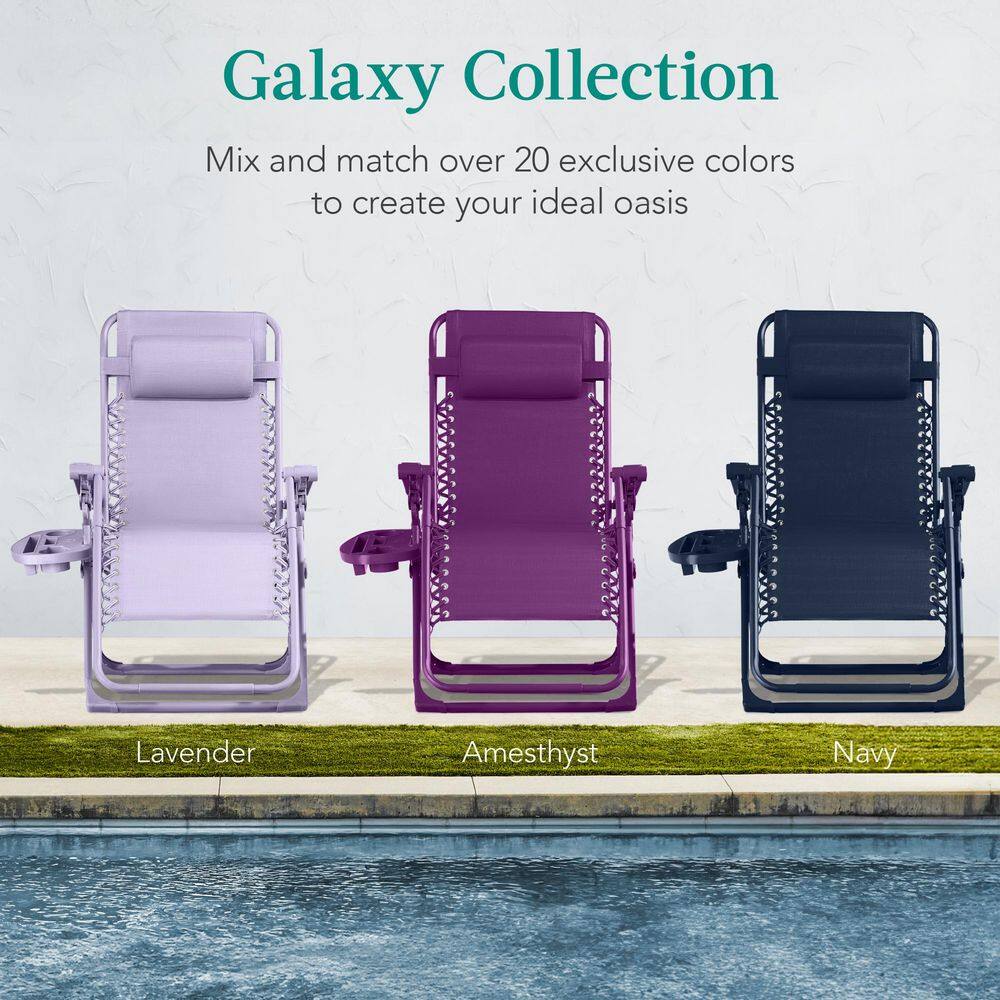 Lavender Zero Gravity Reclining Beach Lounger with Tray