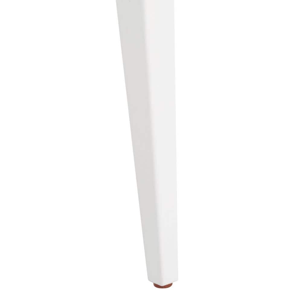White Rubberwood Upholstered Dining Chair with Cane Backrest
