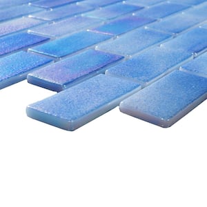 Glass Tile Love Familiar Blue 22.5 in. x 13.25 in. Glossy Glass Patterned Mosaic Wall Floor Tile (9.68 sq. ft./Case)