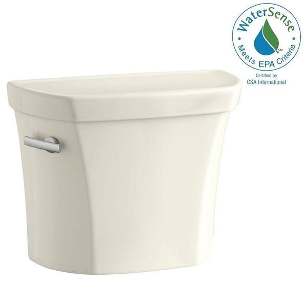 KOHLER Wellworth 1.28 GPF Gravity Fed Technology Single Flush Toilet Tank Only with Insuliner Tank Liner and Locks in Biscuit