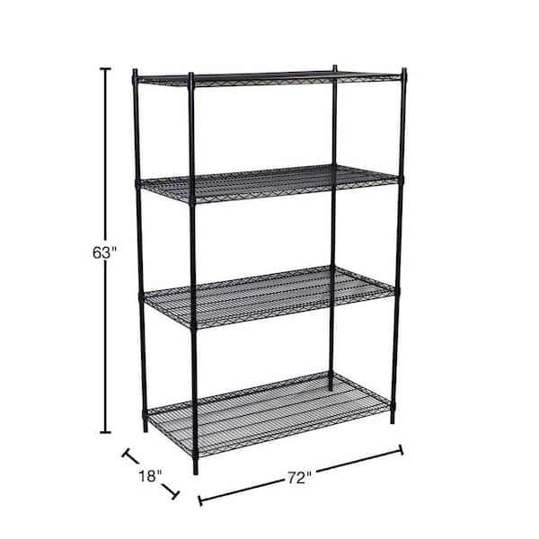 House 2 Home 27 inch Wide Foldable Metal Shelf / Shoe Rack, Powder Coated Black Paint & 3 Tiers, Size: 27 inch Wide & 11 inch Deep