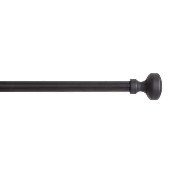 Modern Rounded Cap 66 in.-120 in. Matte Black Single Curtain Rod
