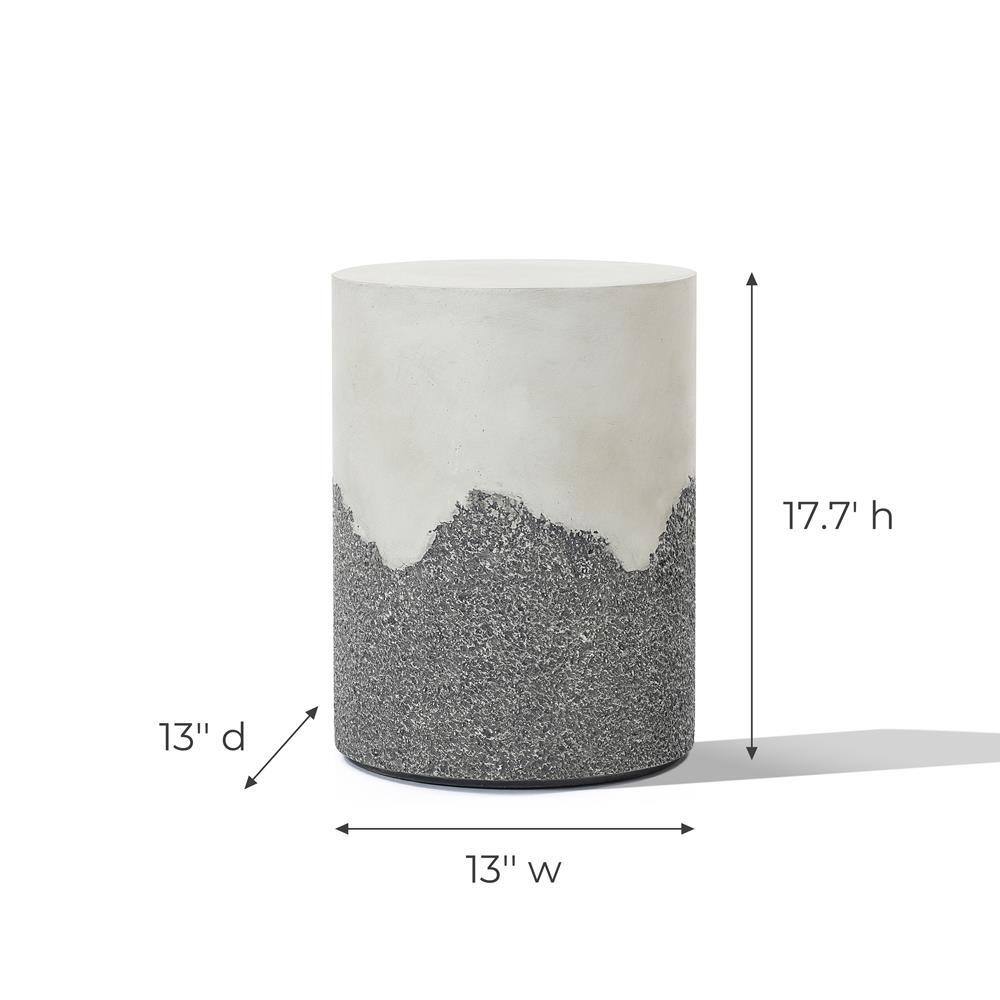 Gray and White Ombre Cement Round Outdoor Side Table