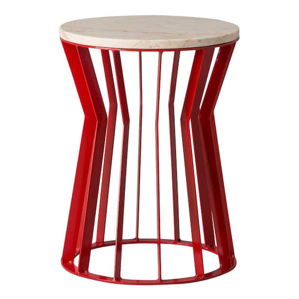 Emissary Millie 22 in. H Red Round Wrought Iron Accent Table