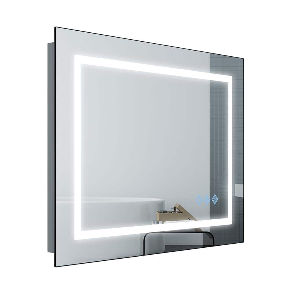 32 in. W x 24 in. H Rectangle Framless Mirror with LED, Anti-Fog, Dimmable,