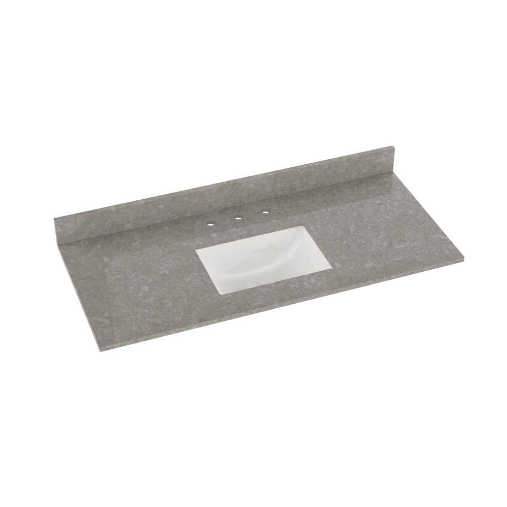 Charcoal Gray Quartz 49" Single Bathroom Vanity Top with Sink