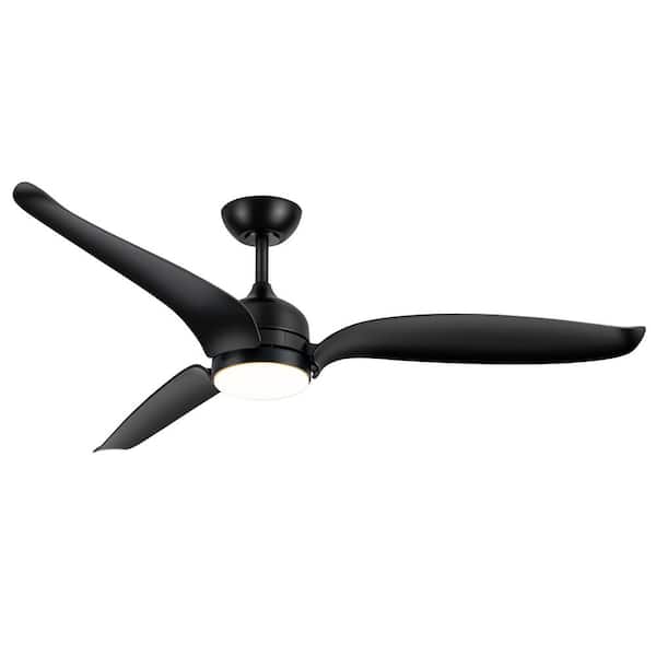 Breezary Tracy 60 in. Integrated LED Indoor Black Large Ceiling Fan with Light and Remote Control Included