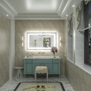 40 in. W x 24 in. H Rectangular Frameless Front & Back LED Lighted Anti-Fog Tempered Glass Wall Bathroom Vanity Mirror