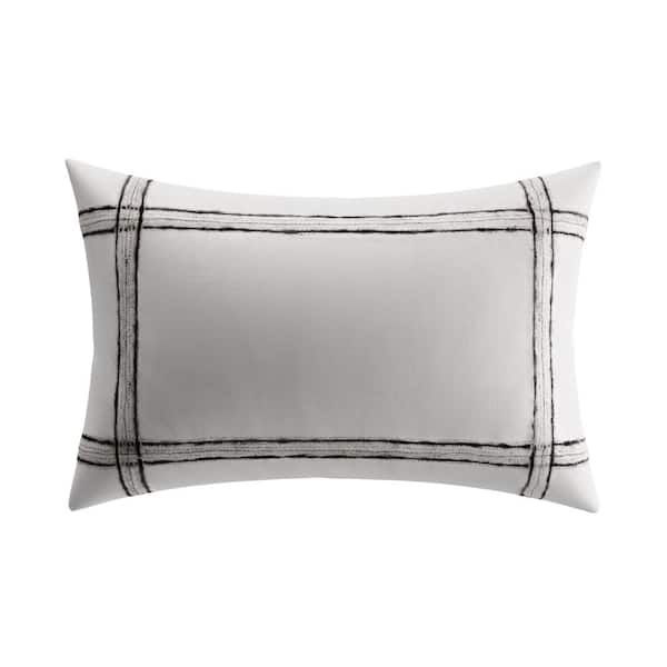 VERA WANG Charcoal Vines Natural 1-Piece Throw Pillow 15 in. x 22 in.