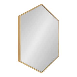 Rhodes 31 in. x 22 in. Classic Hexagon Framed Gold Wall Accent Mirror