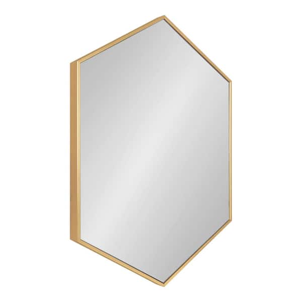 Kate and Laurel Rhodes 31 in. x 22 in. Classic Hexagon Framed Gold Wall Accent Mirror