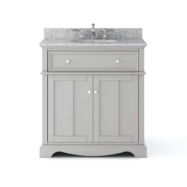 Fremont 32 in. Single Sink Grey Bath Vanity with Grey Granite Top (Assembled)