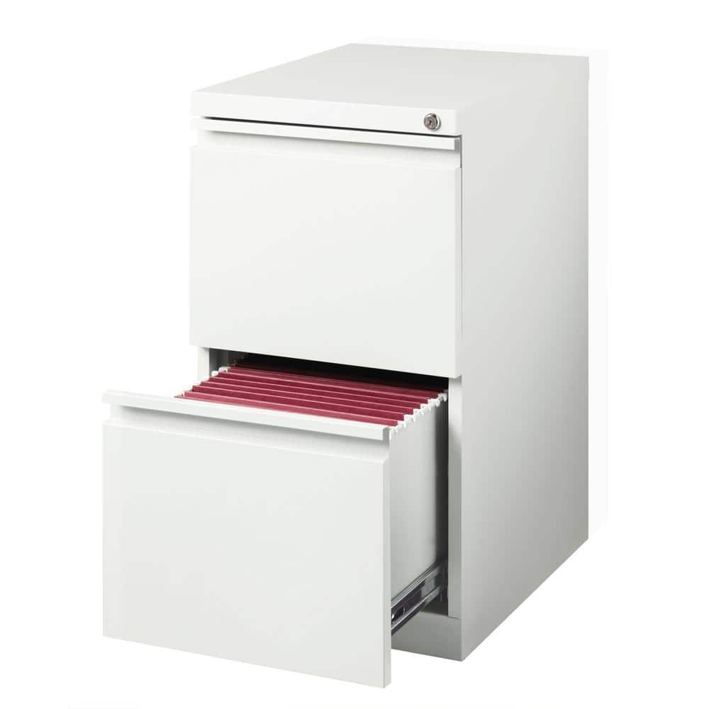 White 2-Drawer Lockable Mobile Steel Pedestal
