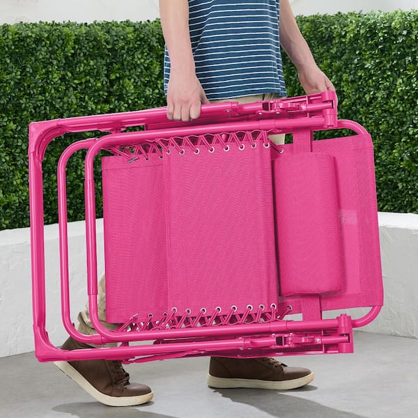 Best Choice Products Hot Pink Metal Zero Gravity Folding Beach