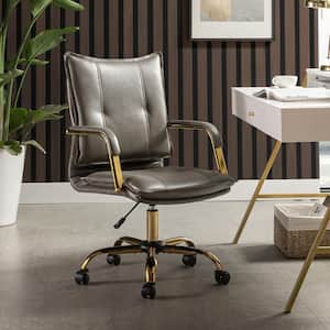 Patrizia Contemporary Task Chair Office Swivel Ergonomic Upholstered Chair with Tufted Back-Grey