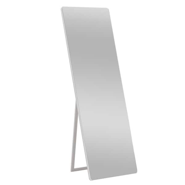 Lirago 64 in. x 21 in. White Modern Solid Wood Rounded Rectangle Framed Dressing Mirror with Bracket