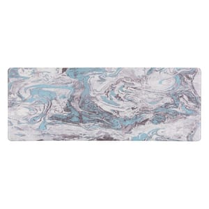 Contemporary Marble Blue 18 in. x 47 in. Anti-Fatigue Standing Mat