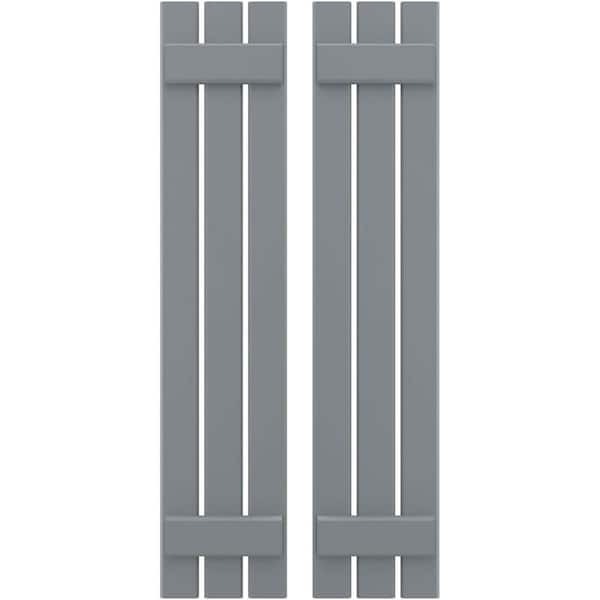 Ekena Millwork 11-1/2 in. W x 32 in. H Americraft 3-Board Exterior Real Wood Spaced Board and Batten Shutters in Ocean Swell
