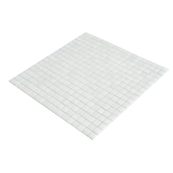Skosh Glossy Pearl White 11.6 in. x 11.6 in. Glass Mosaic Wall and Floor Tile (18.69 sq. ft./case) (20-pack)