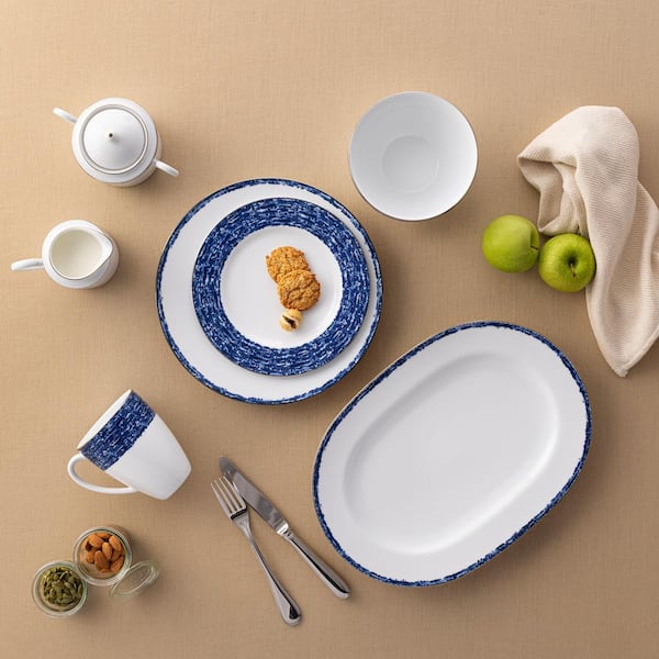 Noritake Blue Rill 10.5 in. (Blue) Porcelain Dinner Plates, (Set