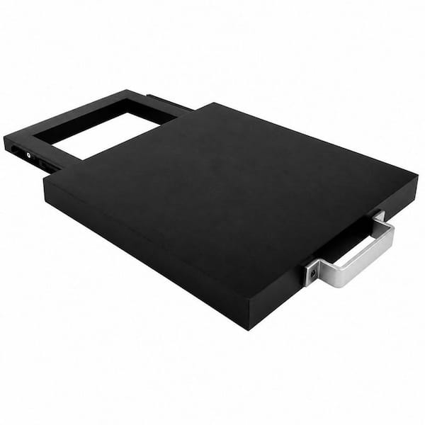 13.2 in. W x 1.6 in. H x 19.6 in. D Black Wood Appliance Slider with Rolling Wheels, Coffee Maker Stand for Counter