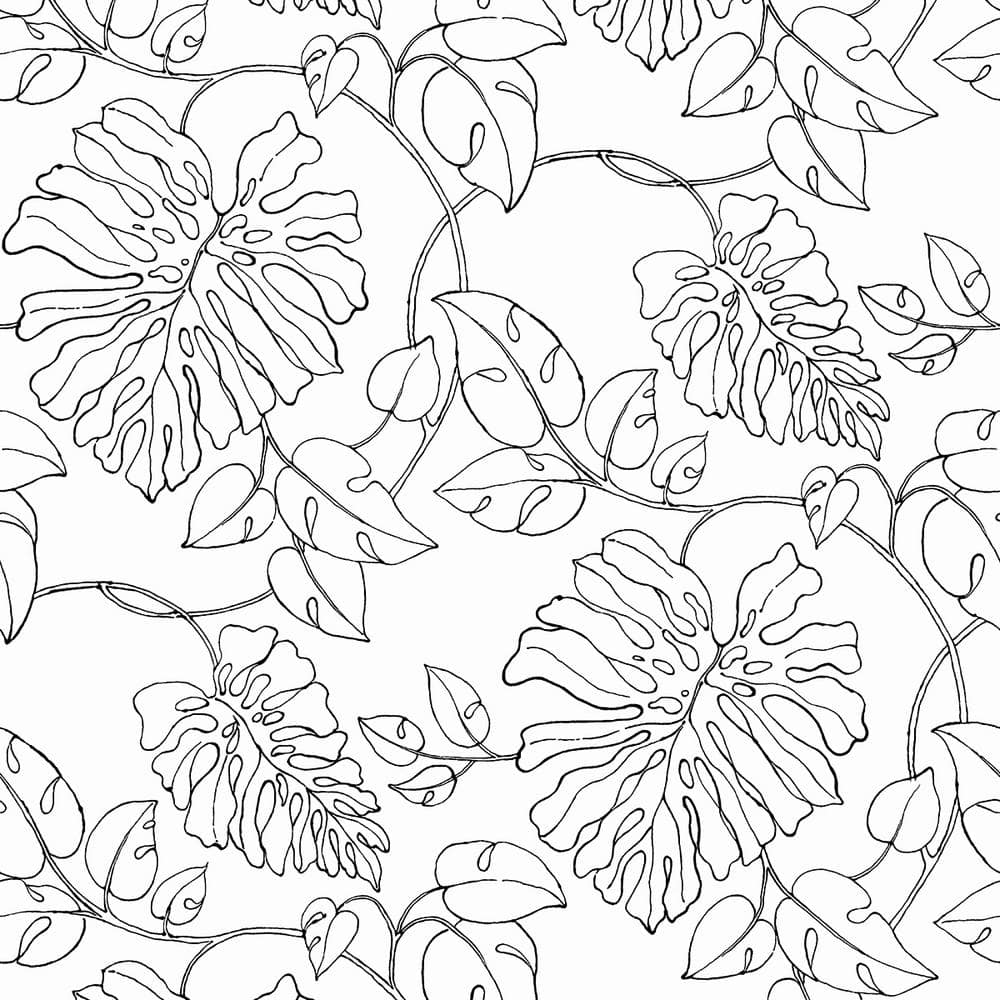 30.75 sq. ft. Black and White Tropical Linework Vinyl Peel and Stick Wallpaper Roll price history on PriceWatchPro