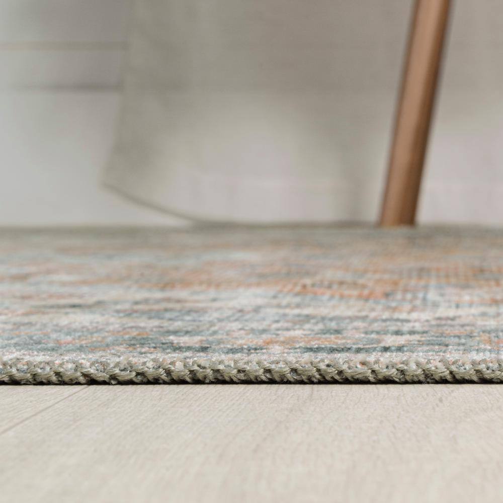 Armae Distressed Blue and Orange Chenille Washable Area Rug