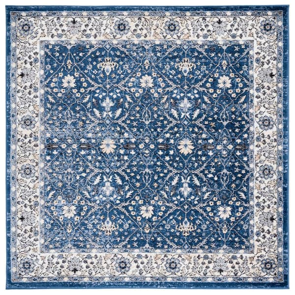 SAFAVIEH Amelia Navy/Ivory 7 ft. x 7 ft. Floral Medallion Square Area Rug