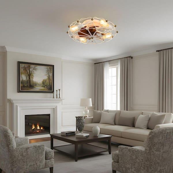 19.7 in. LED Indoor White Crystal Ceiling Fan with Light Kit, Remote/APP Controls