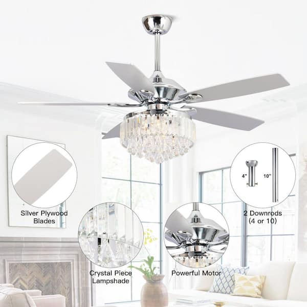 Parrot Uncle Zuniga 52 in. Indoor Chrome Downrod Mount Crystal