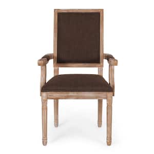 Aisenbrey Brown and Natural Wood and Fabric Arm Chair (Set of 2)