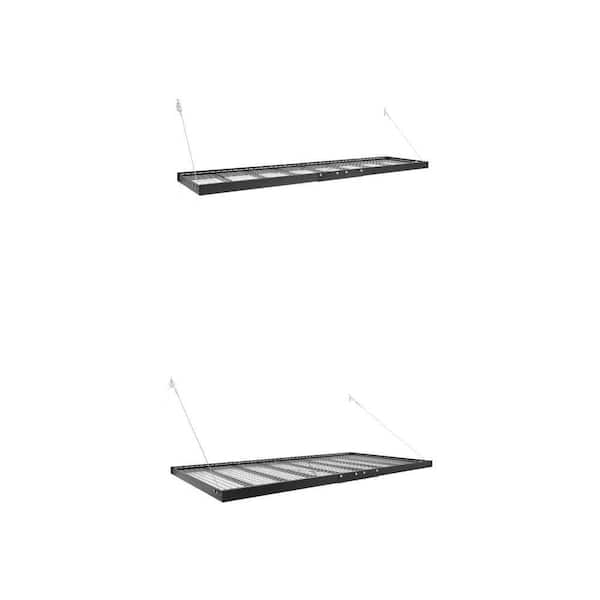 Pro Series Wall Mounted Black Steel Shelf 2.0, 4ft. x 8ft. and 2ft. x 8ft. Combo (2-Piece Set)