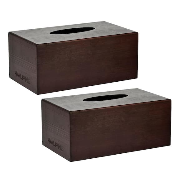 Alpine Industries Rectangular Wood Tissue Box Cover Holder in Espresso (2-Pack)