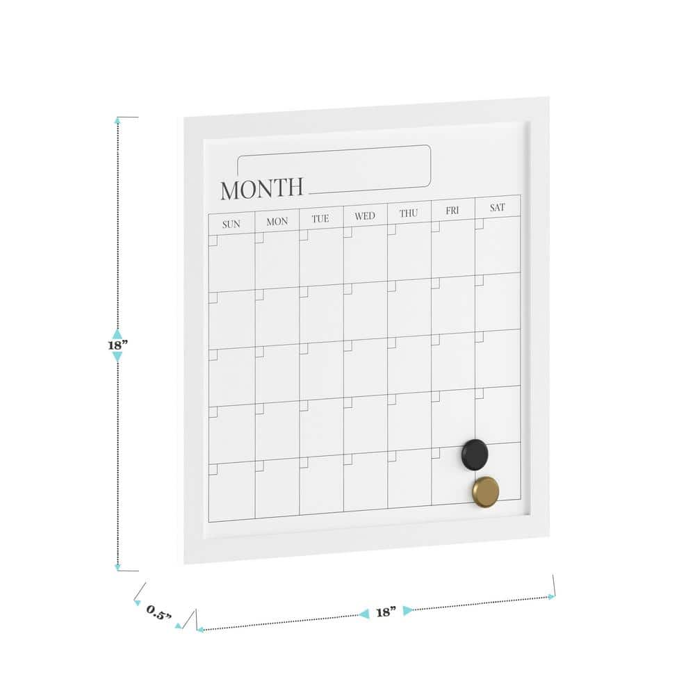 White Woodgrain Magnetic Monthly Dry Erase Calendar with Marker and Magnets
