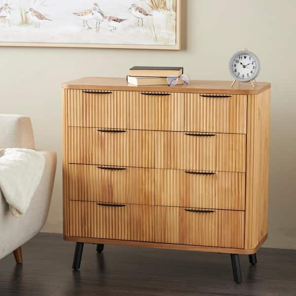 Brown Wood 9 in. Drawer Cabinet
