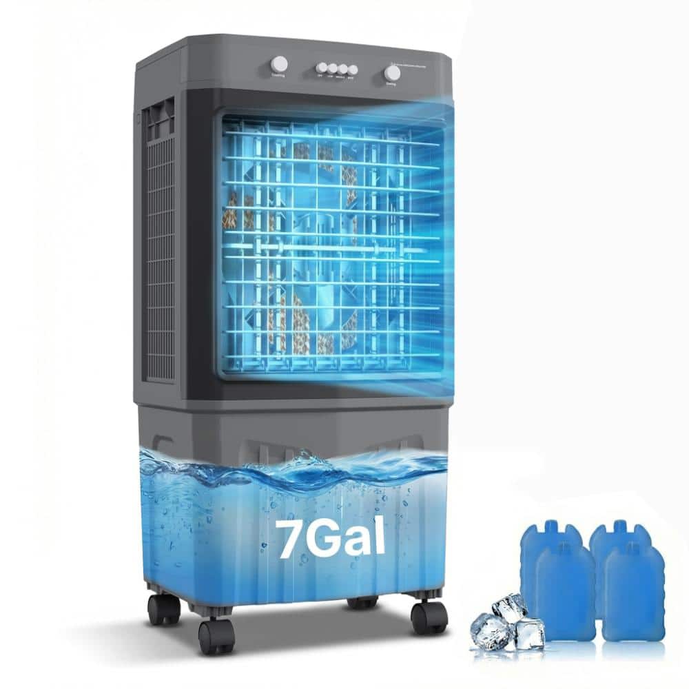 Portable Evaporative Cooler 700 CFM 3-Speed Portable Evaporative Cooler for 280 sq. ft.4 Ice Packs Black,7Gal Water Tank price history on PriceWatchPro