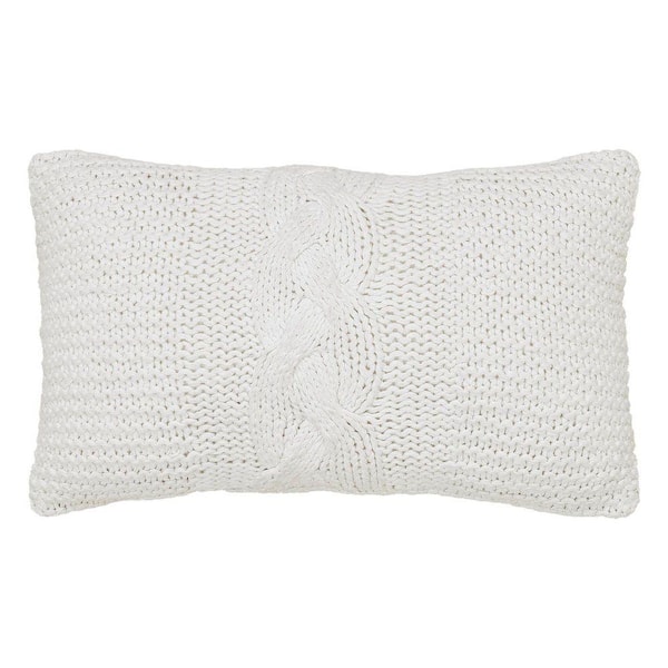 12x20 Cable Knit Sweater Pillow White