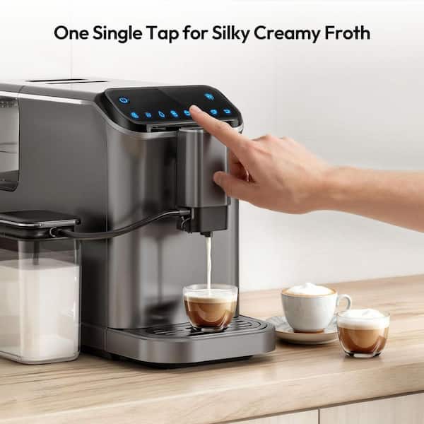 SIMZLIFE 2-Cup Silver Fully Automatic Espresso Machine with 15