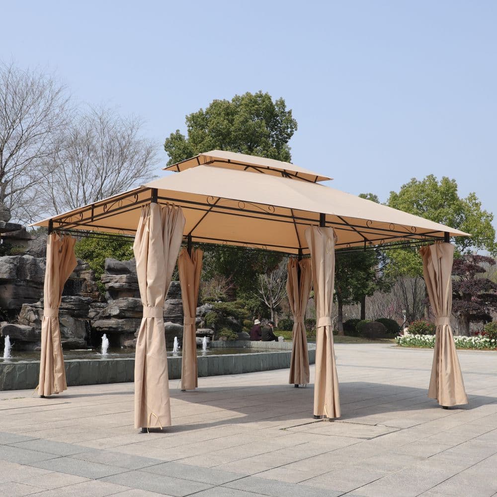 Tapio木製ベージュブラインド／サイズ900x2510 Khaki 13 ft. x 10 ft. Outdoor Patio Gazebo Canopy Tent With