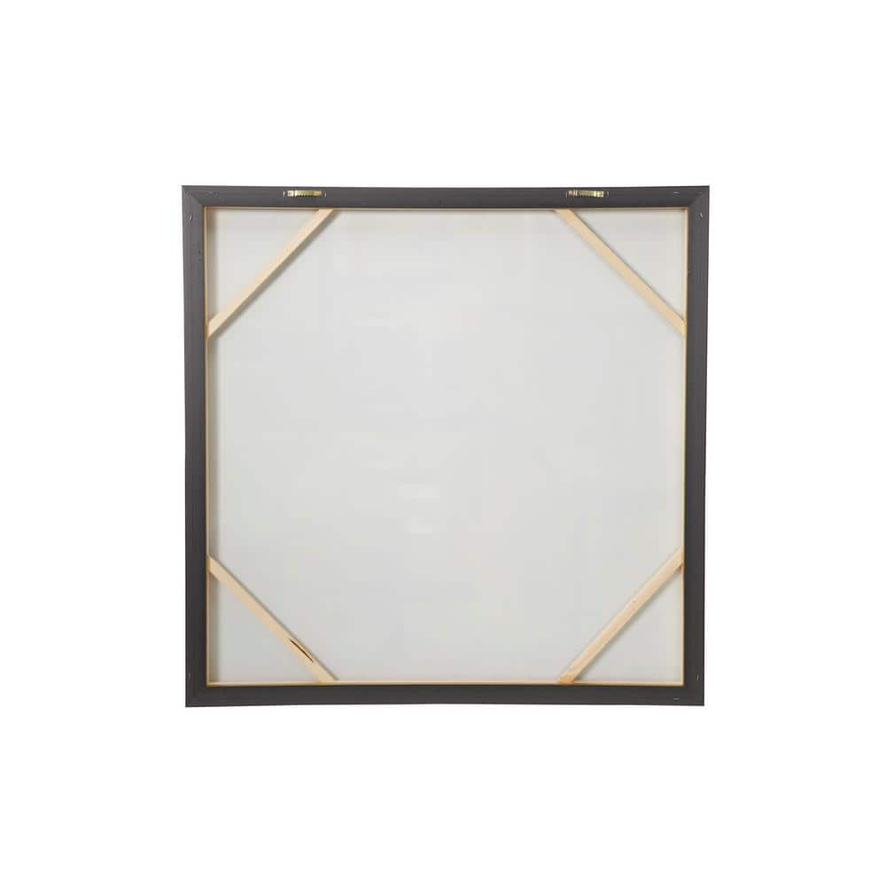 Gold and Gray Abstract Canvas Wall Art with Gold Frame, 40" x 40"