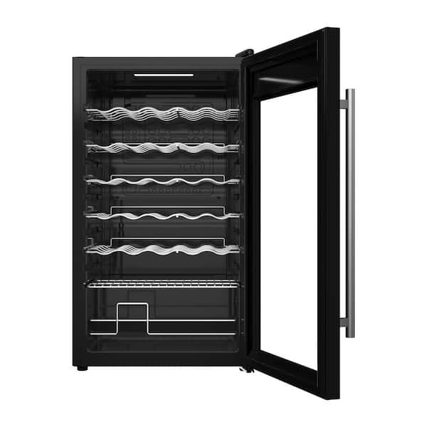 18.9 in. Single Zone 30-Wine Bottles and 14-Cans Beverage Wine Cooler in Black with White LED, Electronic Temp Control