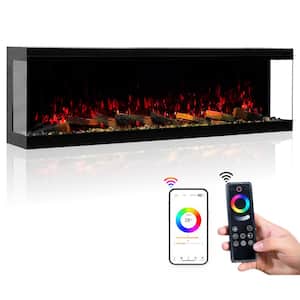 60 in. W Smart Build in Electric Fireplace Insert, 3 Sided View with Crackling Sound, Multi Flame Colors, Alexa Enabled