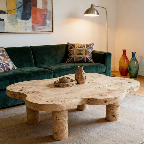 Alzira 39.7 in. Brown Specialty Wood Coffee Table with 4 Round Table Legs
