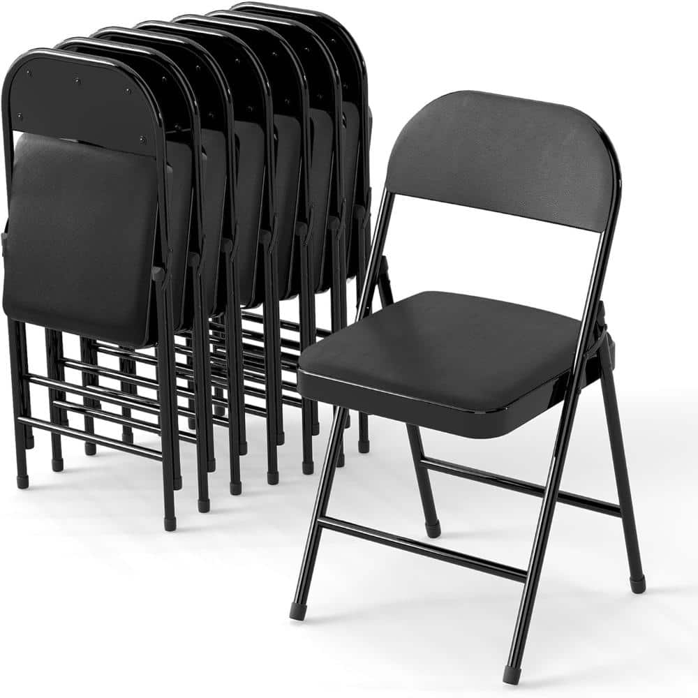 8 Pack Leather Padded Folding Chair, Metal Frame with Pu Leather Seat & Back, black price history on PriceWatchPro