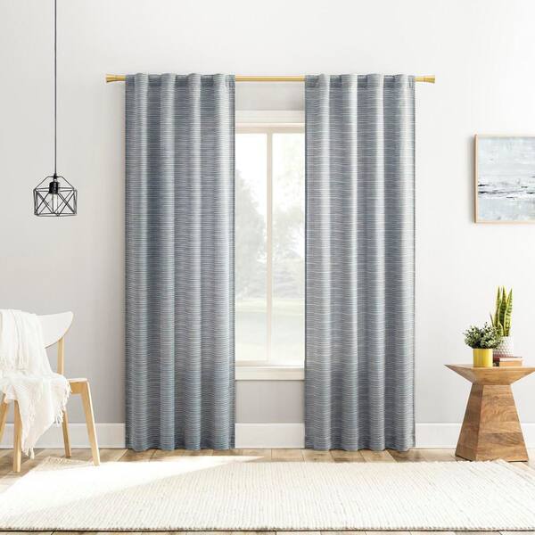 Sun Zero Laurel Space Dyed Textured Denim Blue Faux Linen 40 in. W